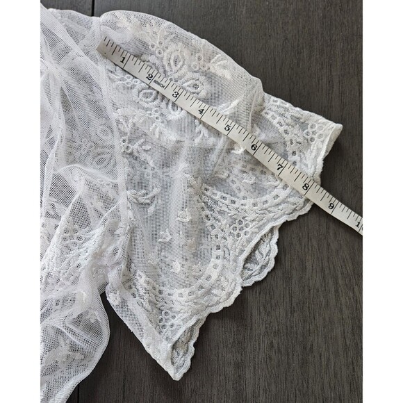 Blashe White Lace Kimono Swim Coverup Size S Tie Closure Bohemian Festival - Picture 5 of 8